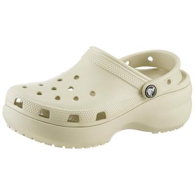 Clog CROCS "Classic Platform Clog W", Damen, Gr. 38, beige, Croslite, unifarben, modisch, Schuhe, Plateau, Sommerschuh, 