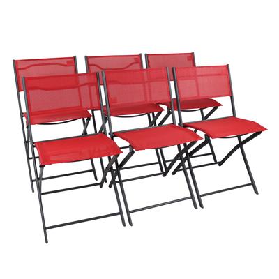 Gartenstuhl VCM "VCM 6er Set Gartenstuhl Balkonstuhl klappbar Maße ca. H. 79 x B. 45 x T. 46 cm Campingstuhl Gartenmöbel - Sumila" Gr. 79, rot, B:45cm H:79cm T:46cm, Stühle Image