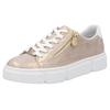 Plateausneaker RIEKER, Damen, Gr. 36, rosa (roségoldfarben, weiß), Lederimitat, metallic, sportlich, Schuhe, Freizeitschuh, Halbschuh, Schnürschuh mit Reißverschluss