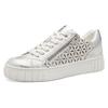 Plateausneaker MARCO TOZZI, Damen, Gr. 40, grau (hellgrau kombiniert), Lederimitat, sportlich, Schuhe, Freizeitschuh, Halbschuh, Schnürschuh mit unterlegtem Lochmuster