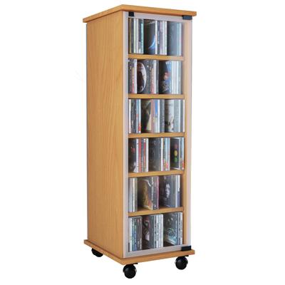 Media-Regal VCM "Holz CD DVD Stand Regal Schrank Valenza Glastür" Gr. 31, braun (buche), B:31cm H:98cm T:35cm, Holzwerks