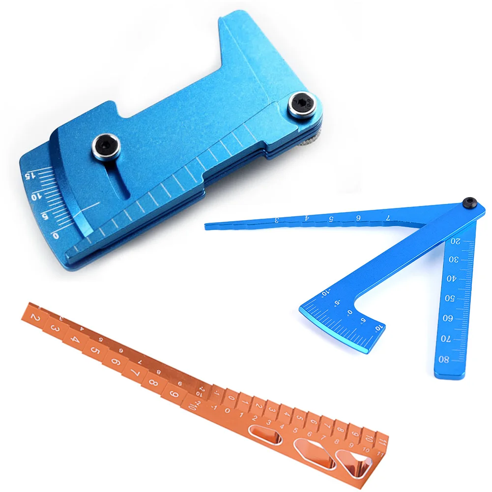 Adjustable Ruler Adjusting RC Car Height & Wheel Rim Camber 15 Degrees Hobby Tools CNC For RC Car 1/8 1/10 Tamiya HSP HPI