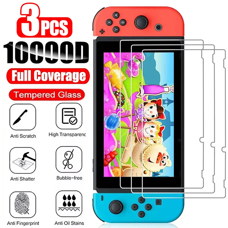 1/2/3PCS Tempered Glass for Nintendo Switch OLED 3 Pieces Screen Protector Film for Nintendo Switch Switch Lite Protective Glass