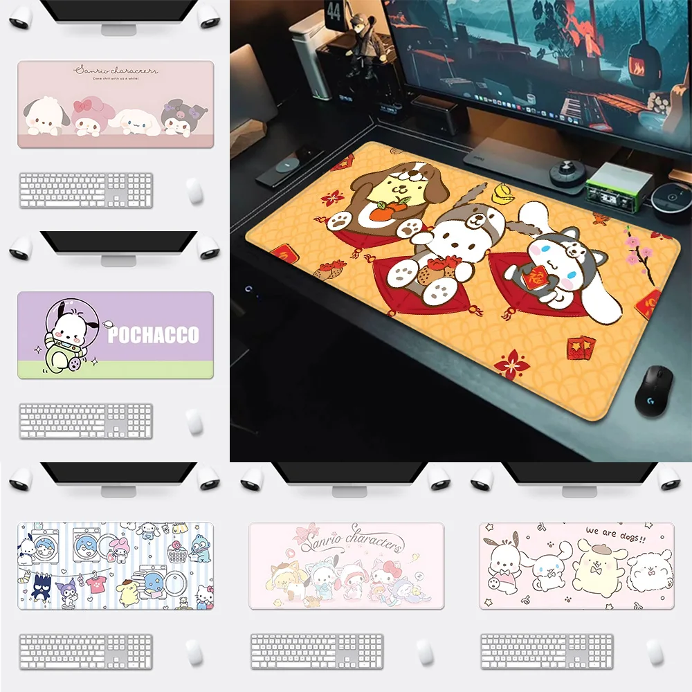 Cute cartoon Pochacco Mousepad HD Printing Computer Gamers Locking Edge Non-slip Mouse Pad XXL90x40cm Keyboard PC Desk Pad