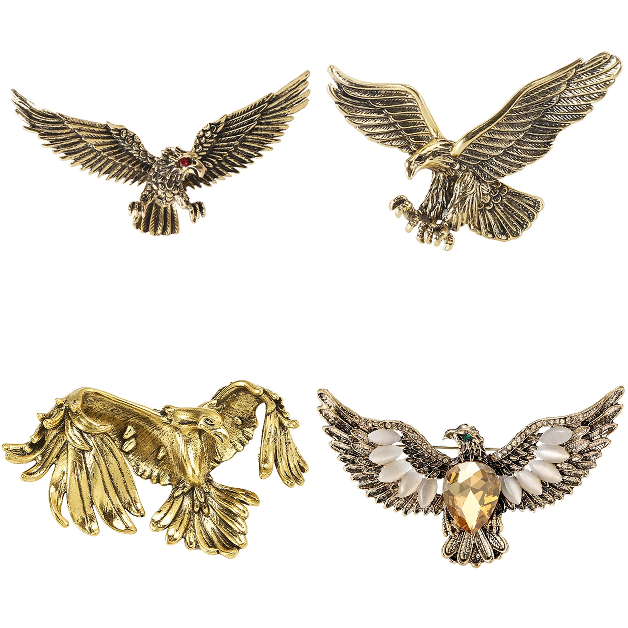 Enamel Eagle Brooches for Women Unisex Rhinestone Animal Bird Category Pins Event Party Backpack Decoration Clothes Accessories