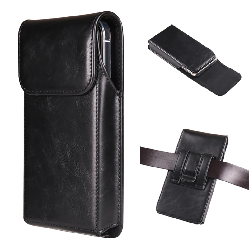 Luxury Cow Magnetic Leather Belt Clip Phone Case Men Travel Waist Bag For iPhone Samsung Xiaomi Smart Phone Holster Pouch Cover