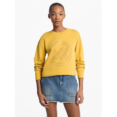 Michael Kors Embellished Logo Cotton Blend Sweatshirt Yellow S