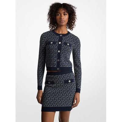 Michael Kors Logo Jacquard Knit Skirt Blue M