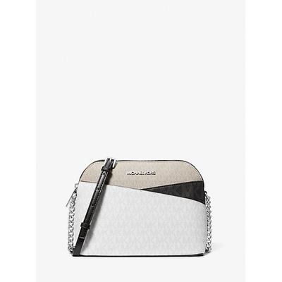 Michael Kors Jet Set Travel Color-Block Signature Logo Crossbody Bag White One Size