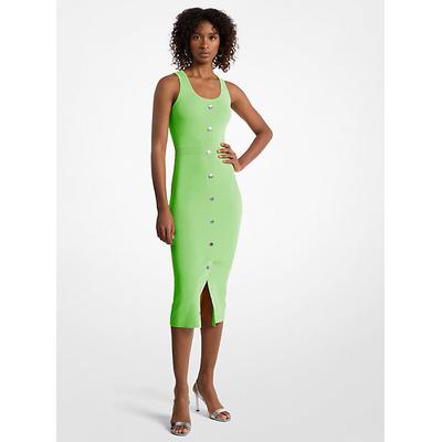 Michael Kors Stretch Viscose Blend Midi Tank Dress Green S