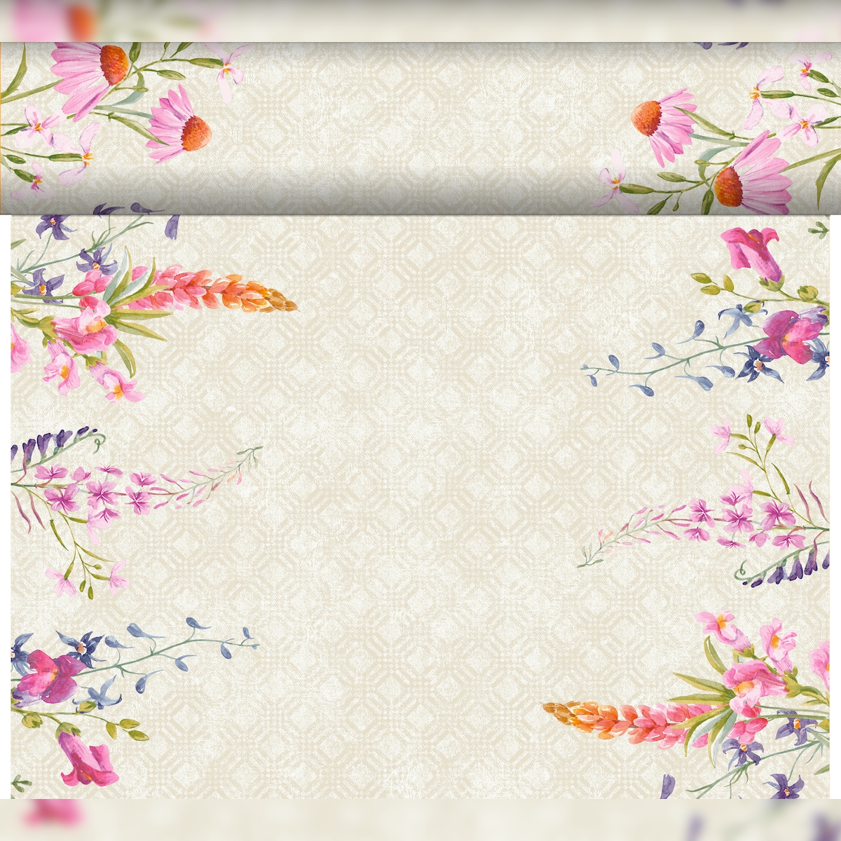 Duni Dunicel® Tête-à-Tête-Tischläufer 0,4 x 24 m Floret, beige, 4 Stk/Krt (4 x 1 Stk) Image