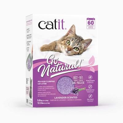 Catit Go Natural Pea Husk Clumping Cat Litter Flushable Kitty Litter with Odor Control & Subtle Lavender Scent, 12.3 fl. oz.