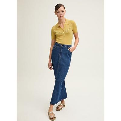 Fiona Yellow Stripe Floral Knit Top, Yellow