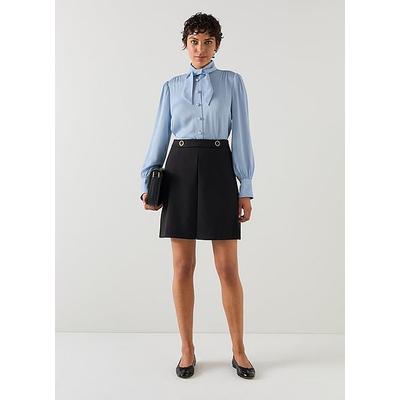 Hall Pale Blue Tie-Neck Blouse, Light Blue