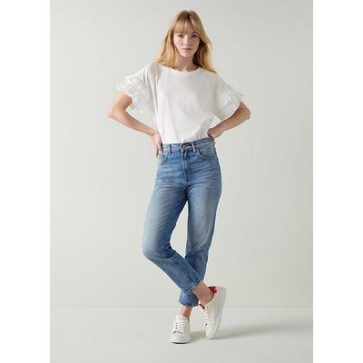 Fara Mid Indigo Denim Cropped Jeans, Indigo