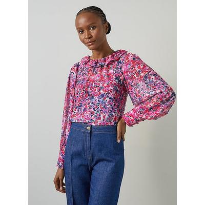 Erin Pink Multi Watercolor Floral Blouse, Pink