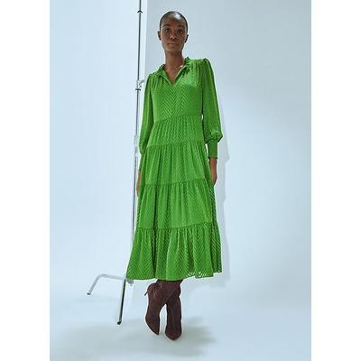 Flora Bright Green Chevron Dress, Bright Green