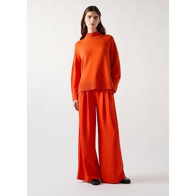 Leigh Orange Wool Blend High Neck Relaxed Jumper, Bright Orange