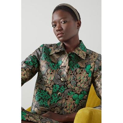 Charlotte Metallic Fruit Brocade Jacket, Multi