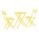 Harbour Housewares 2 Seater Yellow Round Bistro Garden Table and Chairs Set - 2 Chairs and 1 Table 3 Piece Folding Outdoor Patio Balcony Furniture