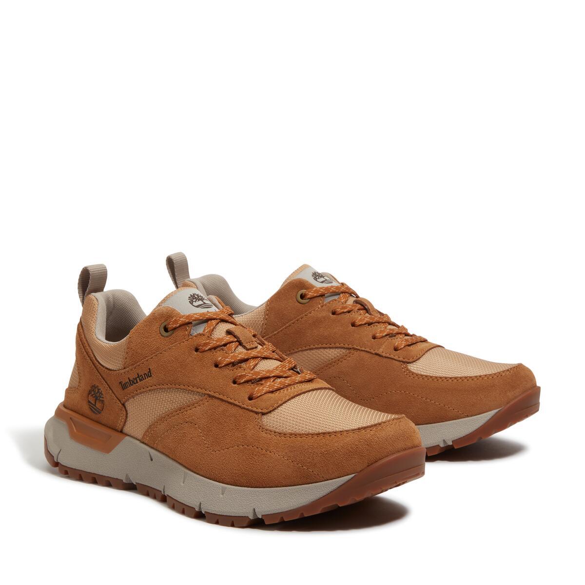 Sneaker TIMBERLAND "Voyager Park LOW LACE UP SNEAKER", Herren, Gr. 45, braun (wheat mesh), Leder, Textil, Schuhe Sneaker