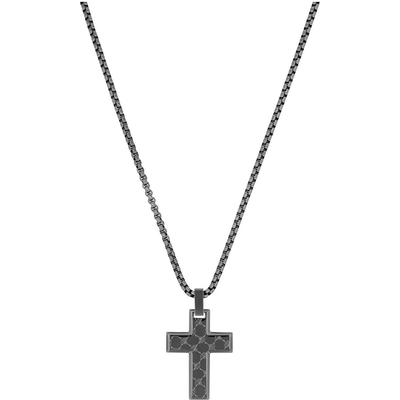 Kette mit Anhänger JOOP "Kreuz, 2038992", grau (gunfarben), Halsketten, Herren, Edelstahl, L: 60cm B: 2,5mm, B:2,5mm Image