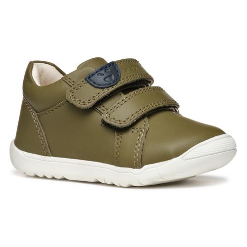 Lauflernschuh GEOX ""B MACCHIA BOY"", Kinder, Gr. 21, grün, Nappaleder, casual, Schuhe, Babyschuh, Klettschuh, Sneaker für Laufanfänger