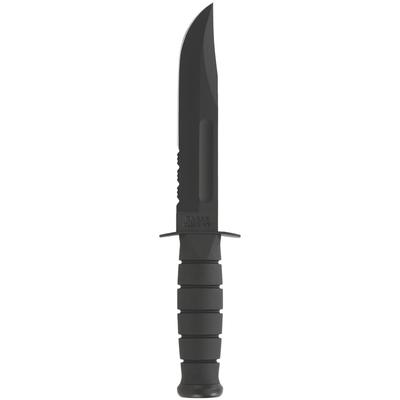 KA-BAR 7" Fixed Blade Full-Size Serrated Edge Knife w/ Sheath - Black
