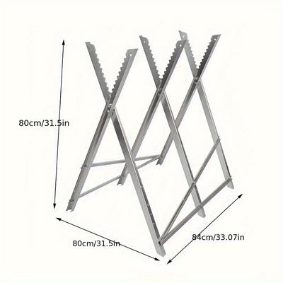 TEMU Foldable , Cutting Tool Stand, Galvanized Folding For Chainsaws And Cutting Firewood, With Stand And Teeth, : 90 Kg, Silver, 84 X 80 X 80 Cm Image