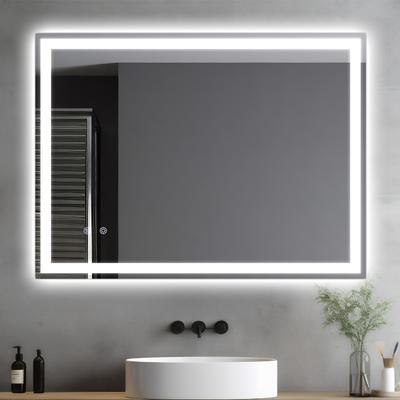 TEMU Bathroom Mirror With Lighting 80x60cm, Led Mirror With Lighting, Bathroom Wall Mirror, Dimmable Mirror, Bathroom Mirror , Horizontal Or Vertical Installation Image