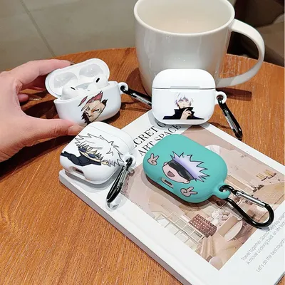 J-Jujutsus K-Kaisen‌s Shockproof Protective Glossy HD Hard PC Earphone Cover Case For AirPods 1 2 3 4 Pro Pro2 with Metal Hook