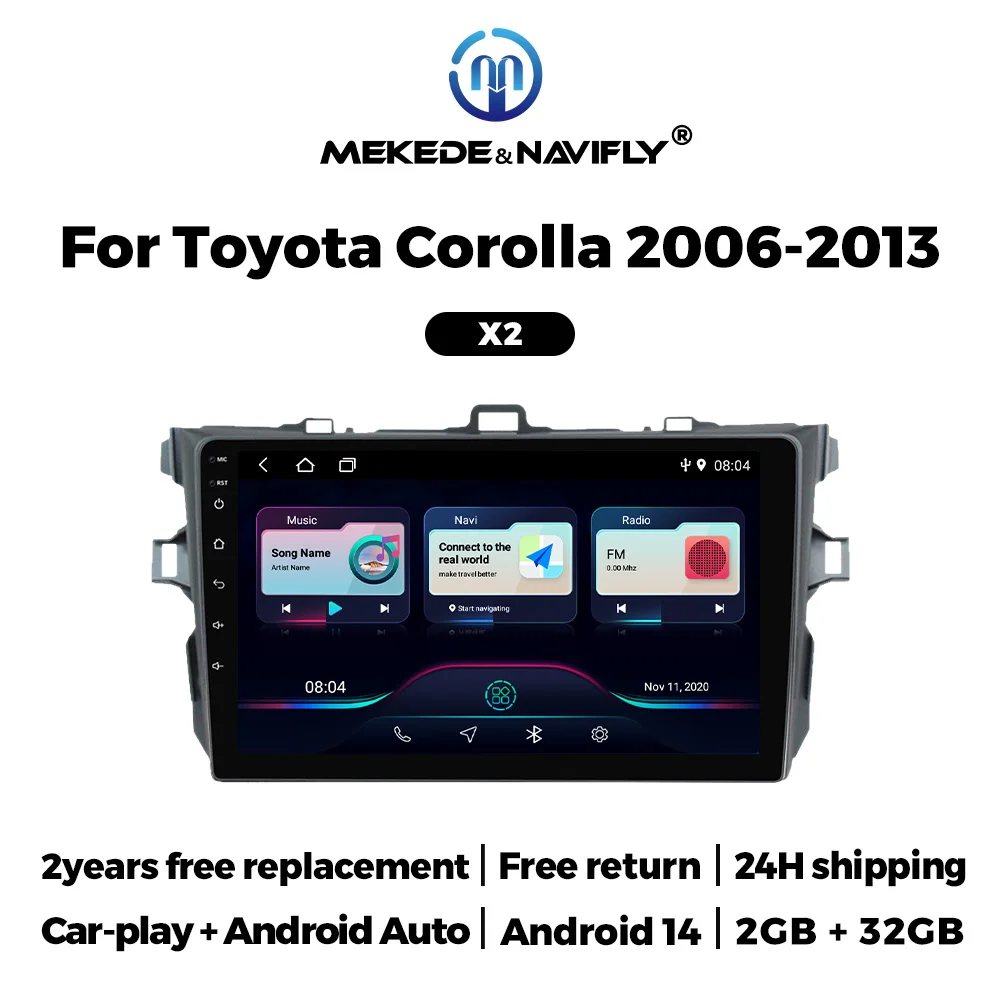 MEKEDE Android 14 Auto Stereo Radio Multimedia Für Toyota Corolla E140/150 2006 2007 2008 2009 2010 2011 2012 2013 9 zoll Player Image