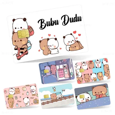 Bubu und Dudu, niedliches Cartoon-Motiv, matt, goldfarben, silberfarben, schwarz, matte Folie, Hautaufkleber, Klebeband für Bank, Kredit, Debitkarte Image