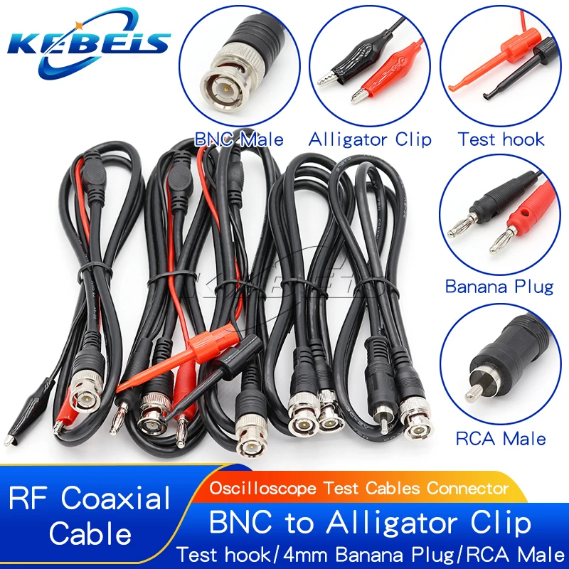 1PCS BNC Q9 zu BNC RCA Dual Haken Clip Alligator Clip Kabel 4MM Bananen Stecker Oszilloskop Test Sonde stecker Image
