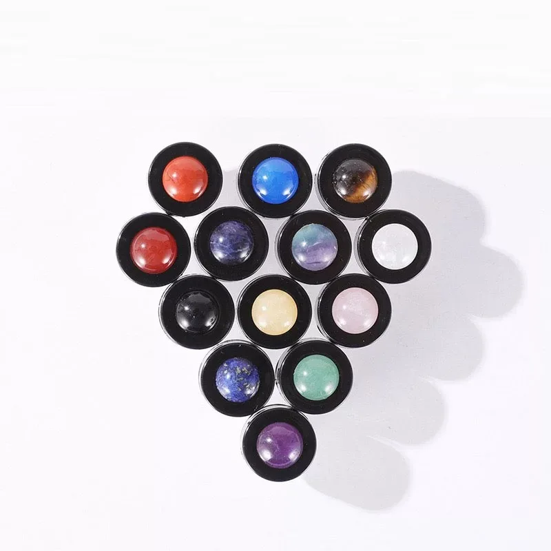 12 Stück natürliche Kristallsteine Ersatz 16 Zahnrollerkugel für Standard-5 ml 10 ml ätherische Öle Flaschen Image