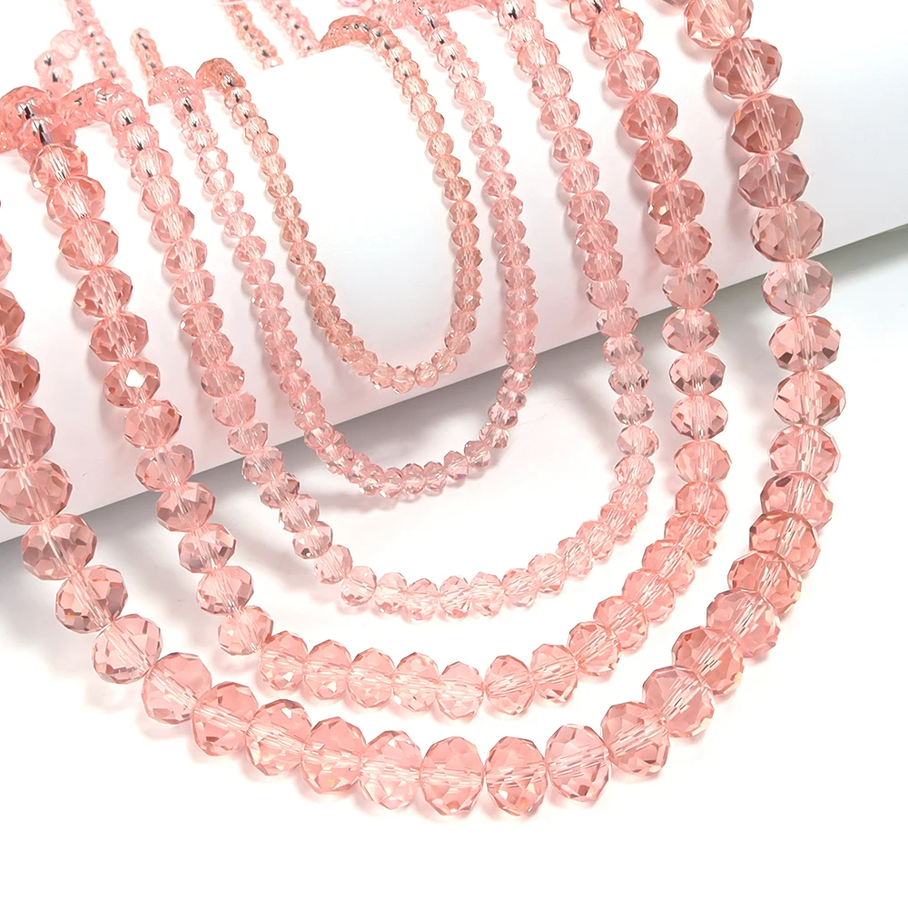 1-strängige wasserrote Kristallperlen, facettierte einfarbige abgeflachte Perlen für Schmuckherstellung, Zubehör, DIY-Halskette, Armband, Ohrringe Image