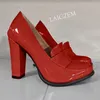 ZHIMA Damen-Pumps, Plattform, runde Zehen, Slip-On, dicke High Heels, Sandalen, Damen, handgefertigte Schuhe, Damen, große Größe 39, 41, 45, 50 52