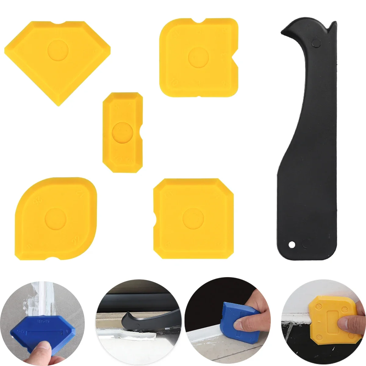 4/5PC Silikon Applikator Schaber Dichtstoff Glatte Entferner Werkzeug Spreader Finish Kit Abdichten Fliesen Mörtel Applikator Kanten reiniger Image