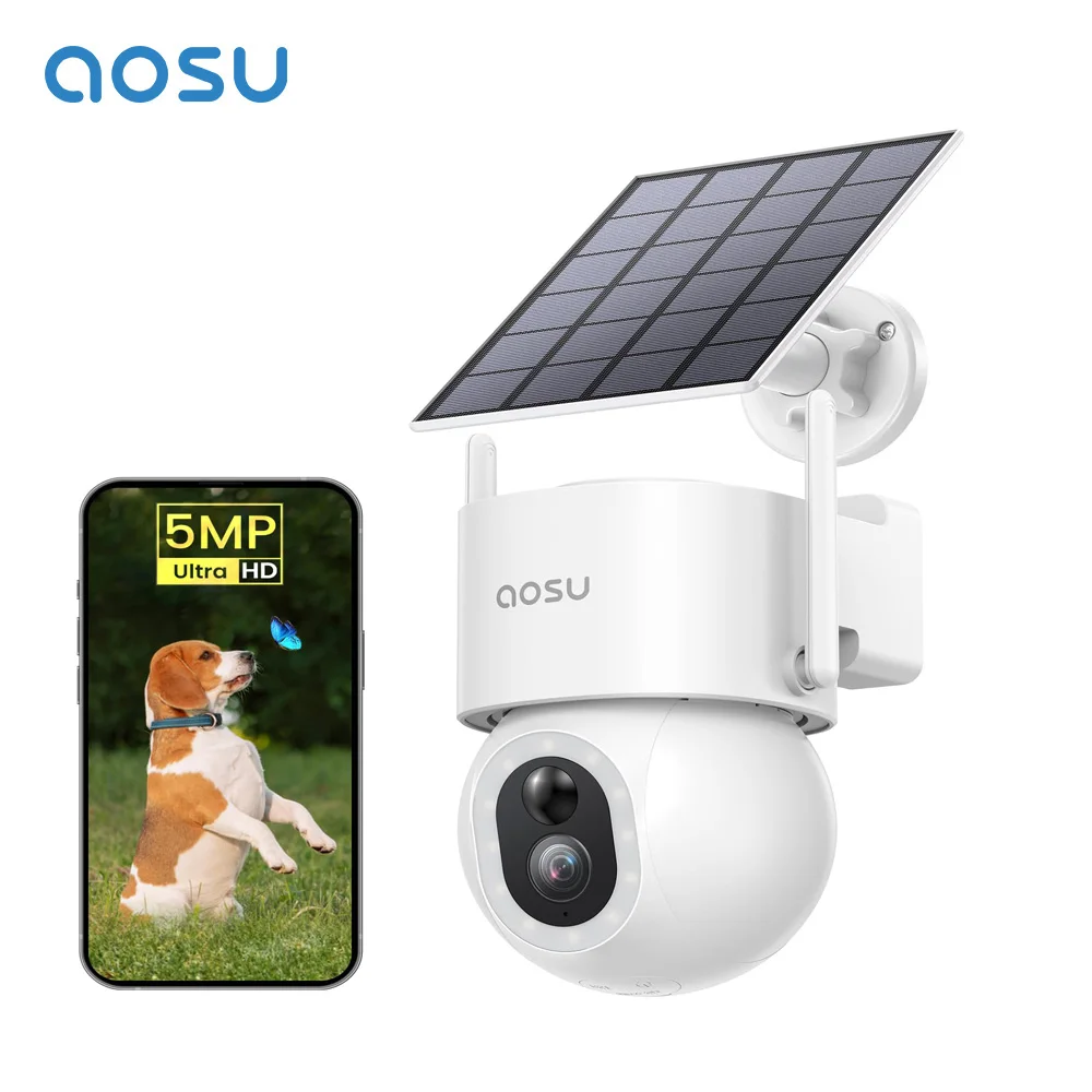 AOSU 5MP PTZ Solar Kameras 9200mAh Wireless Outdoor AI Erkennung Wifi Sicherheit Kamera Farbe Nachtsicht 2-weg Audio CCTV Kamera Image