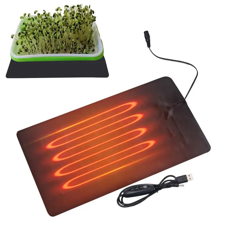Sämling-Wärmematte, Pflanzenkeimung, wasserdichtes PVC-Leder-Heizkissen, USB, 3, einstellbare Temperatur, warmes Hydrokultur-Heizkissen Image