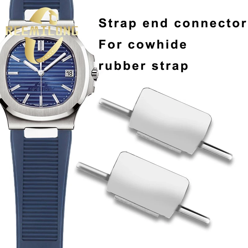 2 Stück Uhrenarmband-Anschluss für Patek Philippe Nautilus, Rindsleder, Gummi, Silikon, Silber, Gold, Roségold, 13 mm Endverbinder Image