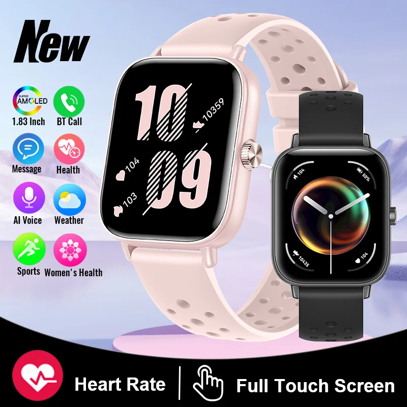 LIGE 2025 Neue 1,83 Zoll Mode Frauen Smart Uhr Herz Rate Gesundheit Monitor Sport Armband BT Anruf Smartwatch Frau männer + Box