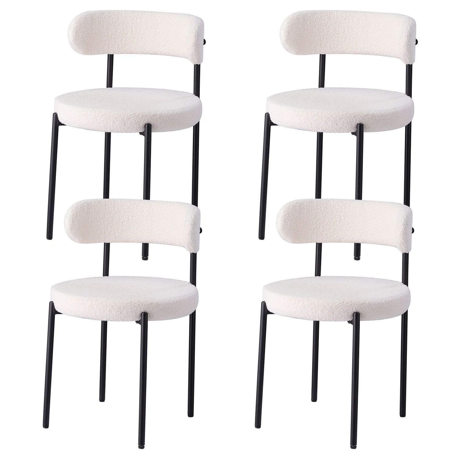 EGOONM 2/4/6 Stück Esszimmerstühle im nordischen Stil, gepolsterte Küchenstühle mit Teddy-Samt-Stuhl, Esszimmerstühle für Zuhause, Küche, Esszimmer