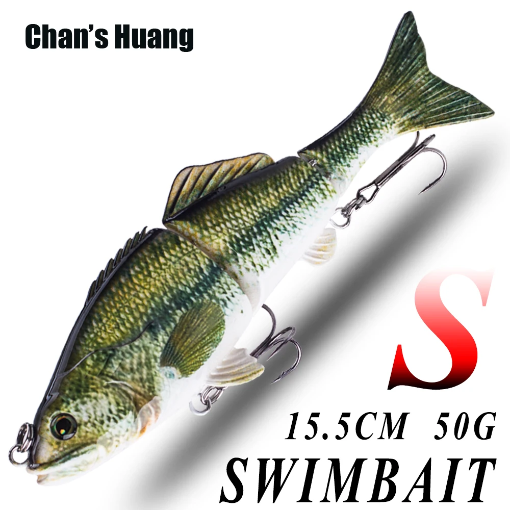 Chan's Huang 15,5 cm 50 g/6,1 Zoll 1,76 oz sinkende künstliche Schwimmköder mit mehreren Gelenken, harter Köder, Bass, 2-Gelenk-Swimbait-Angelköder Image