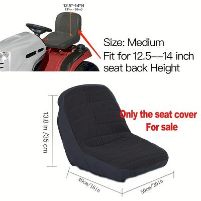 "TEMU 1pc Riding Lawn Mower Seat Cover, Waterproof Tractor Seat Cover Fits Tractor Seat Backrests 9.5""-11"" And 12""-14"", Without Armrests"