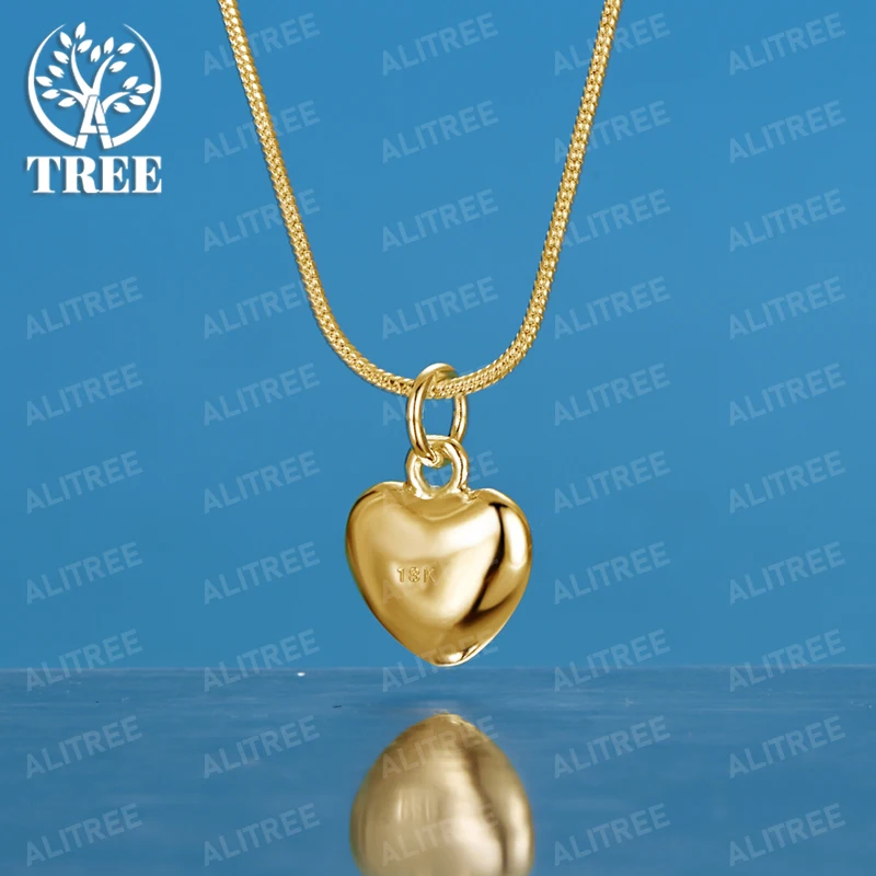ALITREE 18K Gold Herz Anhänger Halskette Für Frauen Halsketten Mode Party Geburtstag Hochzeit Weihnachten Charme Edlen Schmuck Geschenk Image