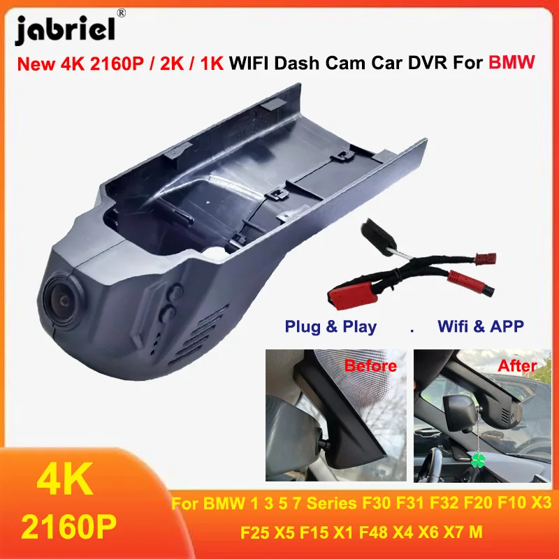 Neue 4K UHD 2160P Wifi Auto DVR Dash Cam Kamera Für BMW 1 3 5 7 serie F30 F31 F32 F20 F10 X3 F25 X5 F15 X1 F48 X4 X6 X7 M DashCam Image