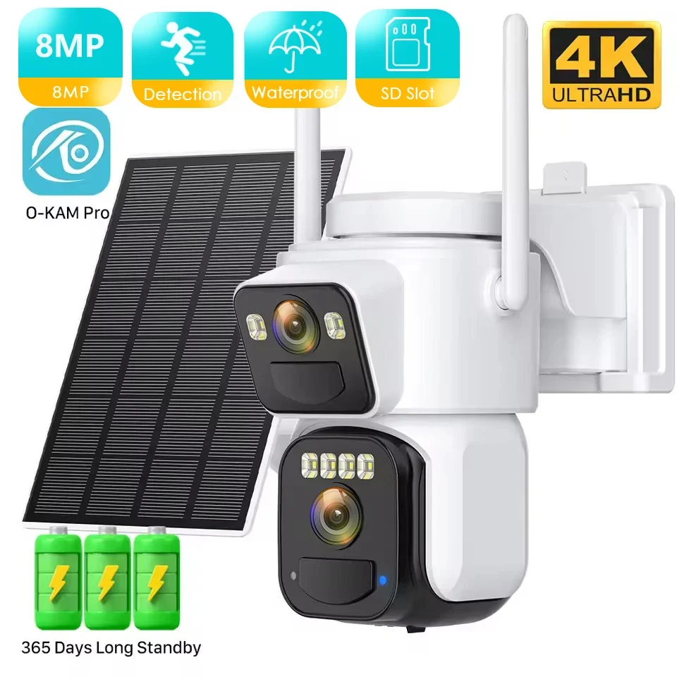 BESDER 4K Solar Wireless IP Kamera 8MP 7800mAh Batterie Outdoor HD 4MP Dual Objektiv WiFi CCTV Sicherheit Kamera Image