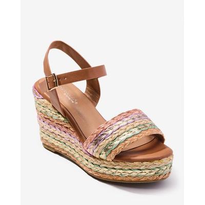 Lauren Lorraine - Colored Metallic Raffia Wedge Camel - 38