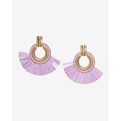 Boston Proper - Purple - Gold and Raffia Fringe Earring